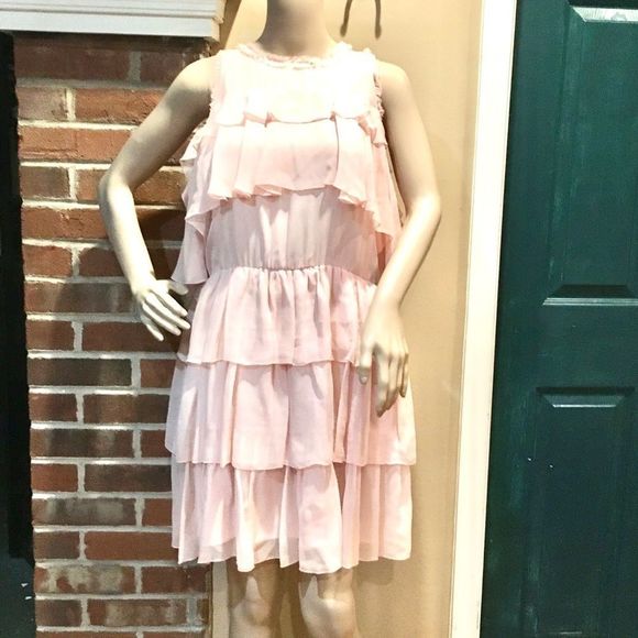 NWT $395 alice + olivia | Nichola | Tier Ruffled Silk Cold-Shoulder Dress | 12 - Picture 2 of 16